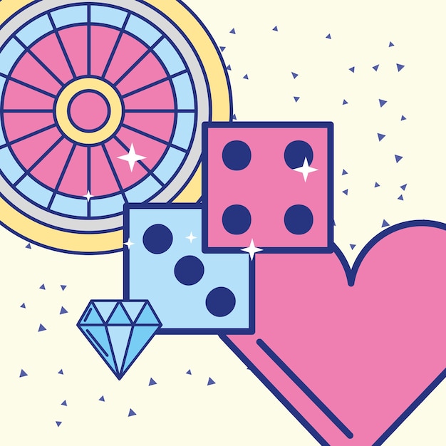 Vector casino roulette dices diamond heart image design