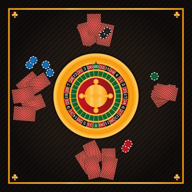 Casino roulette dobbelstenen en kaarten vector illustratie grafisch ontwerp