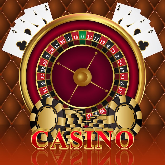 Casino roulette wheel background vector