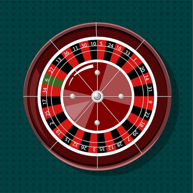 Vector casino roulette wheel from top view