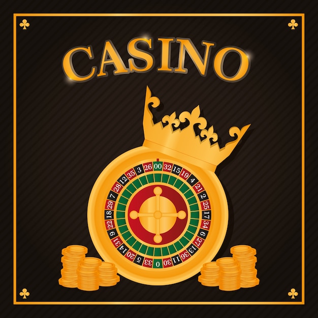 Casino roulette with coins and crown vector illustration graphic design