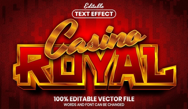 Vector casino royal text, font style editable text effect