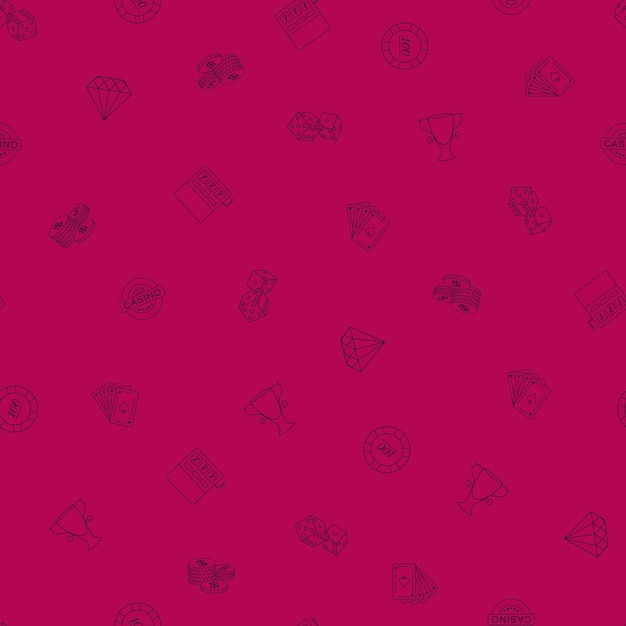 웹사이트 또는 포장지 카지노 슬롯 아이콘 패턴 배경 도박 손으로 그린 원활한 패턴