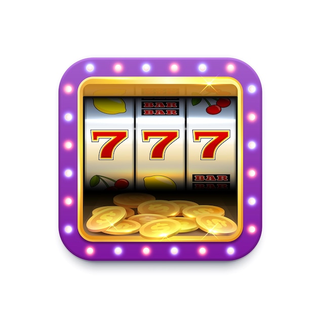 Vector casino slot machine roulette icon, game jackpot