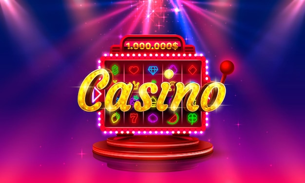 Casino slots iconen, gokautomaat, nacht vegas. vector illustratie