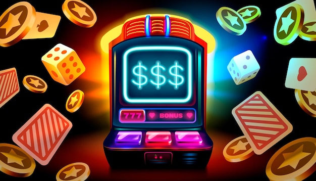 Casino slots machine winner fortune of luck 777 win banner vector