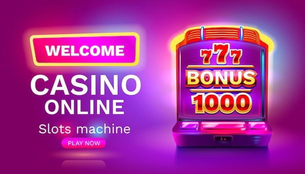 Casino slots machine winner jackpot fortune bonus 1000 777 win banner vector