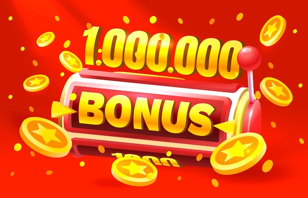 Vector casino slots machine winner jackpot fortune bonus 1000000 777 win banner vector