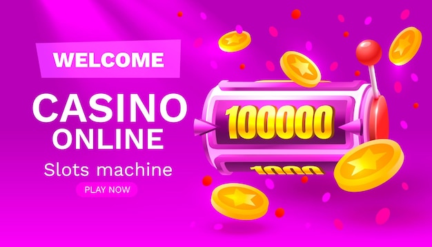 Casino slots machine winner jackpot fortune of luck 777 win banner Vector