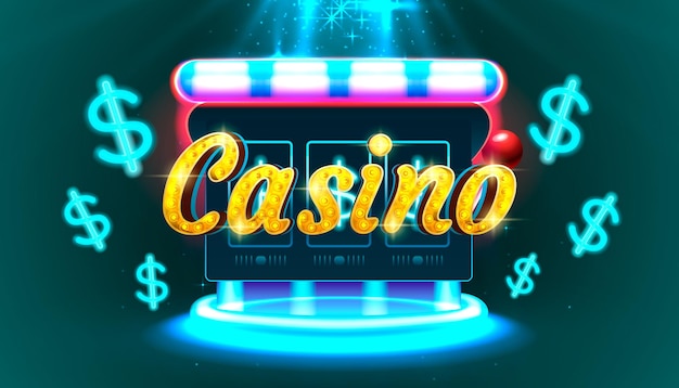 Casino slots machine winner jackpot fortune of luck 777 win banner Vector