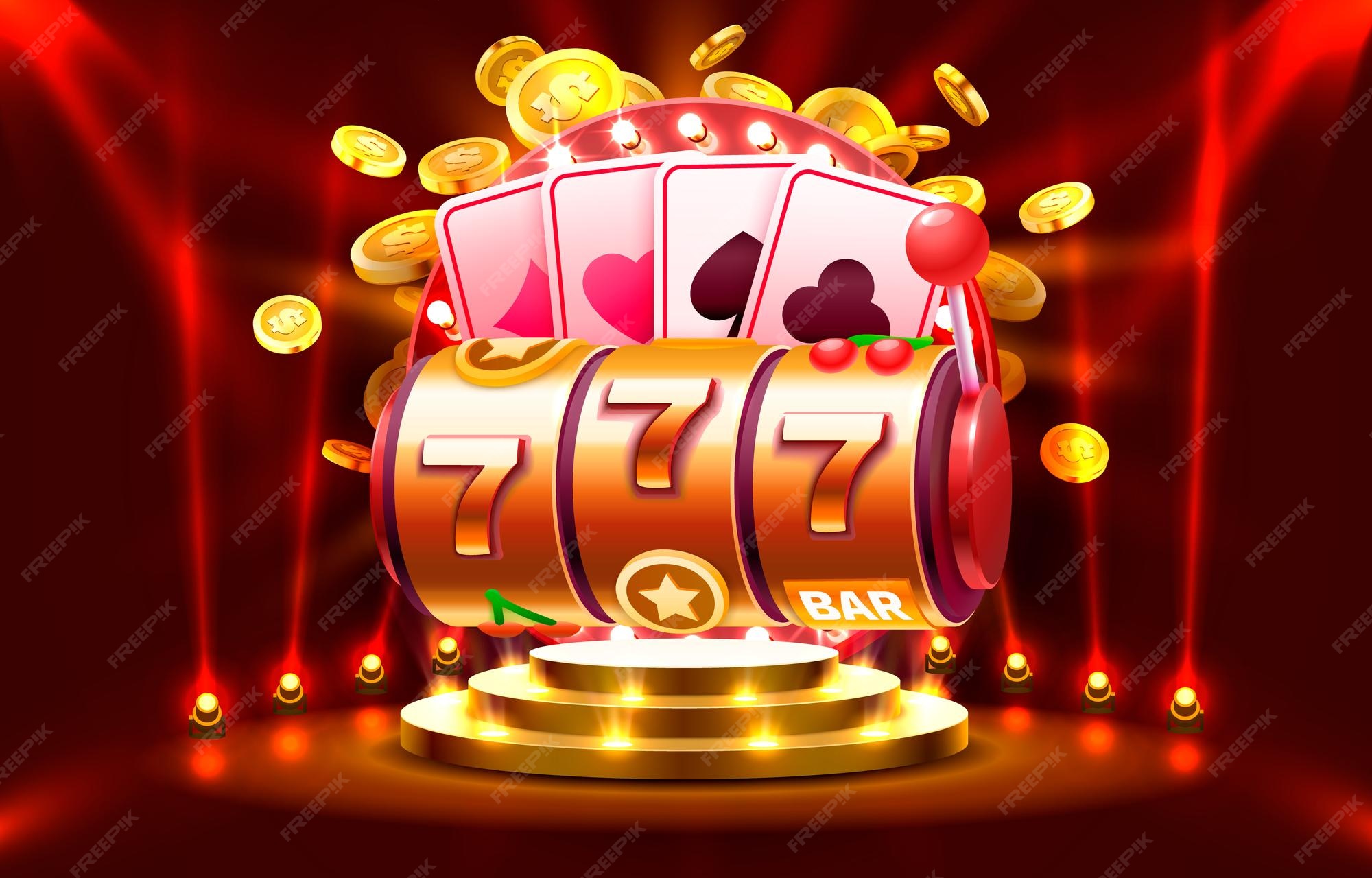 Premium Vector | Casino slots machine winner jackpot fortune of luck ...