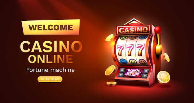 Casino slots machine winner jackpot fortune of luck 777 win banner Vector