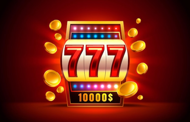 Casino slots machine winner jackpot fortune of luck 777 win banner Vector