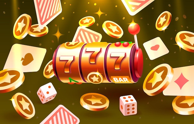 Casino slots winner fortune of luck 777 win banner vector