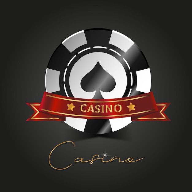 Casino spade chip with red ribbon