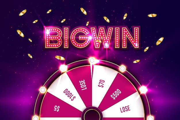 Vector casino spinning fortune wheel banner. roulette,  jackpot big win.