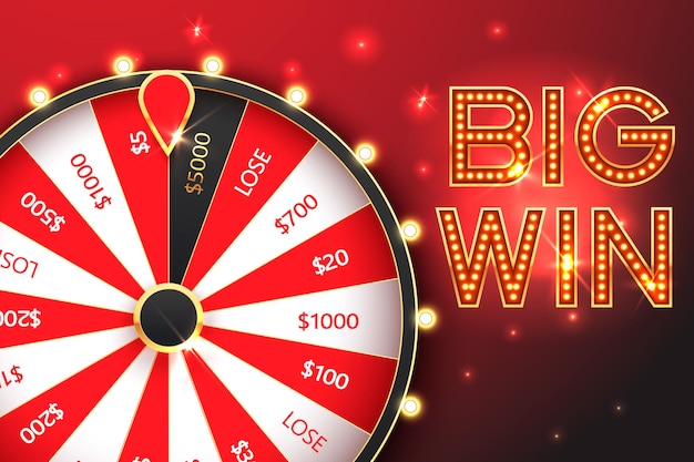 Casino spinning fortune wheel banner. roulette,  jackpot big win.