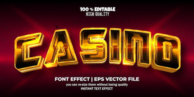 Vector casino text effect editable font