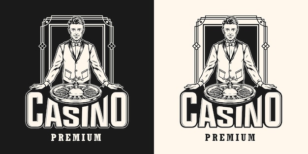 casino vintage monochrome logotype