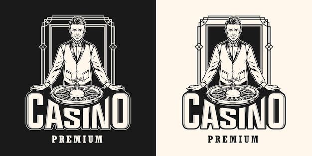 Logotipo monocromatico vintage del casinò