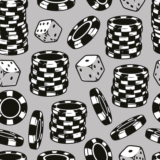 Vector casino vintage monochrome seamless pattern