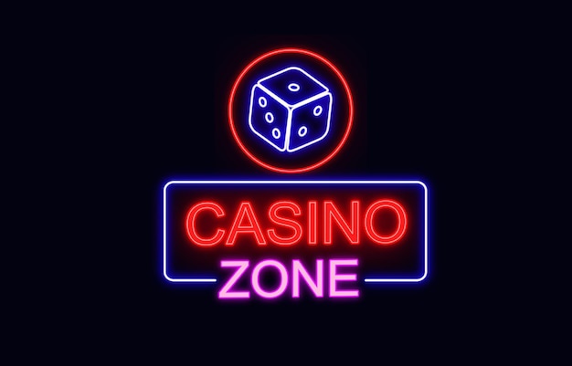 Casino Zone Belettering Neon Sign-stijl