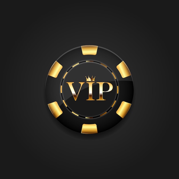 Casinochip met gouden vip-teken en kroon