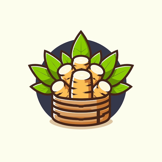 Vector cassava manioc plants with leaves logo food