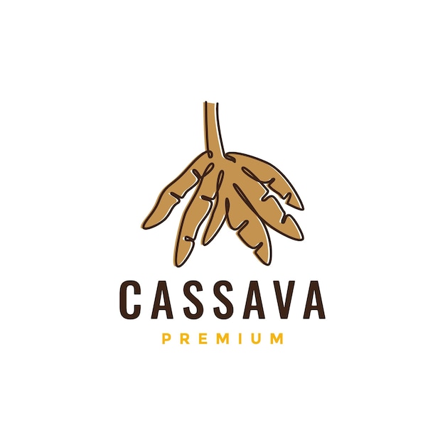 Cassave wortelveld eet kokend voedsel traditionele smaak lijntekeningen kleurrijke logo ontwerp vector