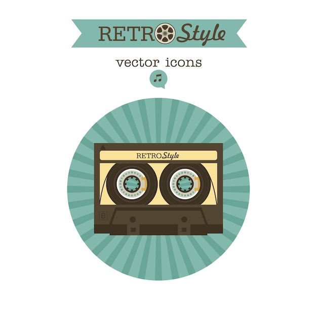Cassette bandje. Vector vintage pictogram logo.