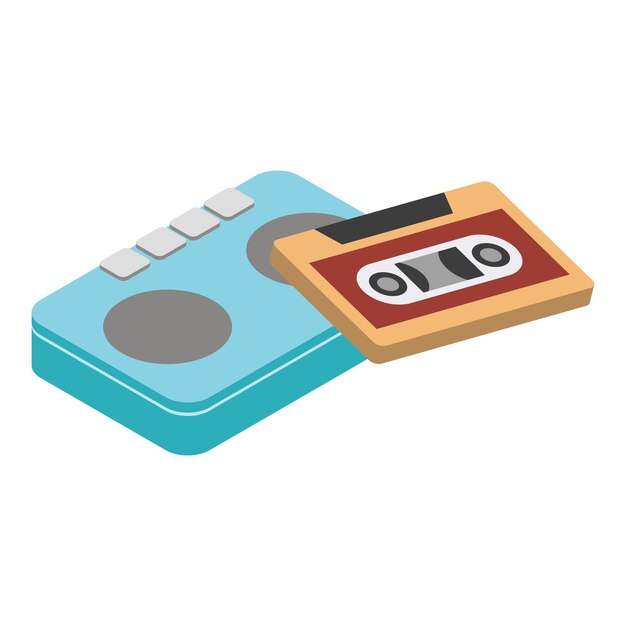 Cassette Tape isometric 3d icon isolated on a white background