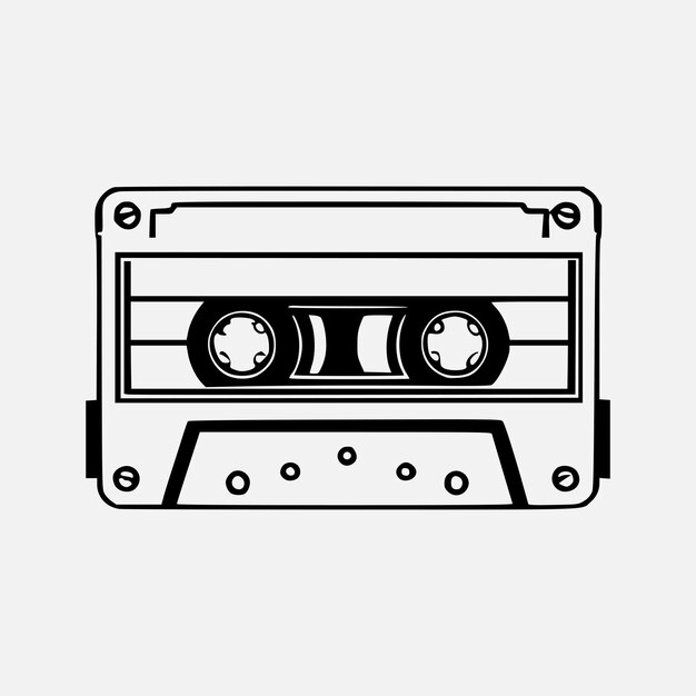 Vector cassette tape outline logo design vector illustration