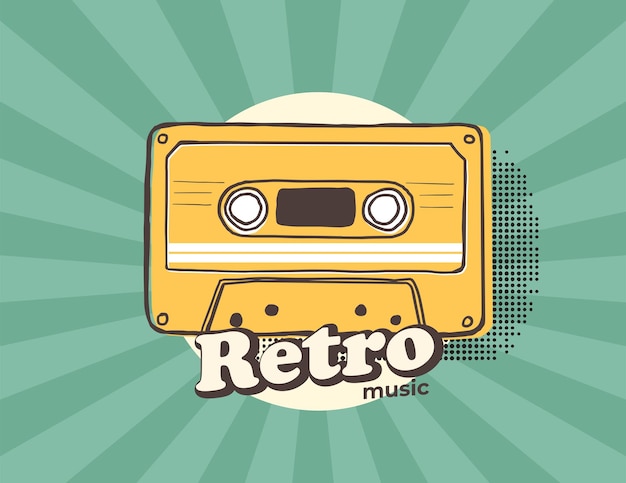 Cassette tape poster for a retro party retro cassette music logo template vector illustration