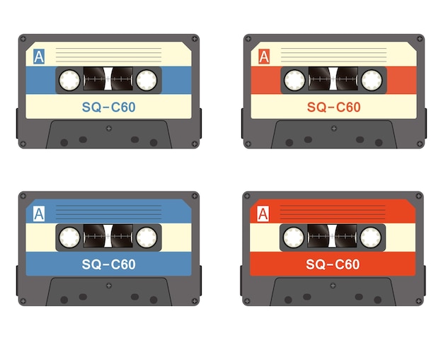 Vector cassette tape recorder retro vintage mixerisolated on white background flat style front side vector illustration