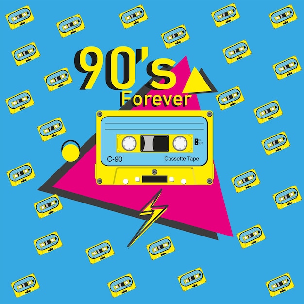 Vector cassetteband 90s forever posterontwerp