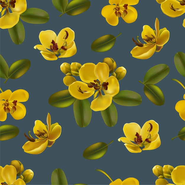 Vector cassia flowers seamless pattern