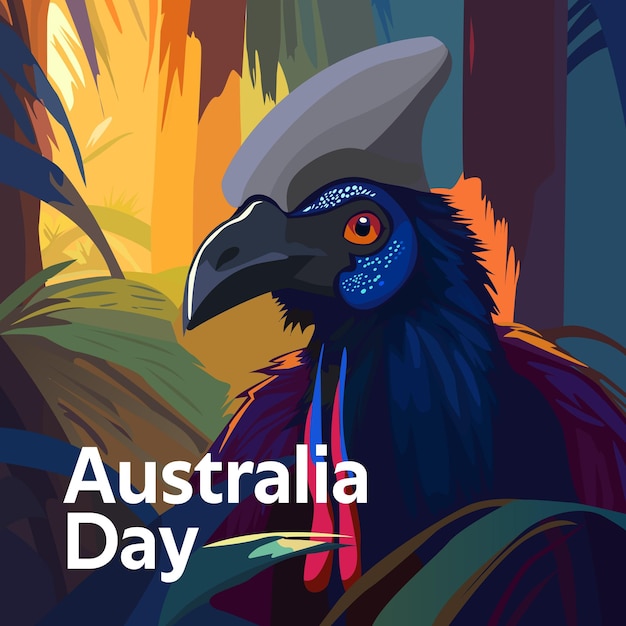 Cassowary vogel in het bos voor australia dag illustratie ontwerp