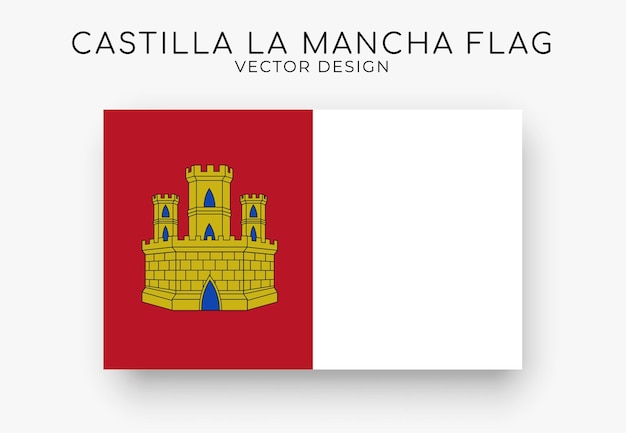 Castilië La Mancha vlag Gedetailleerde vlag op witte achtergrond Vector illustratie