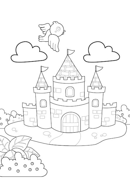 Castle coloring for kids and adult