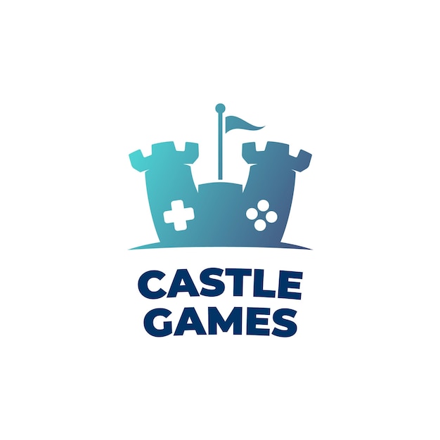 Castle games logo design template concept controller Game logo