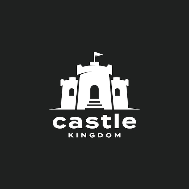 Castle Kingdom Negatief ruimtelogo-ontwerp