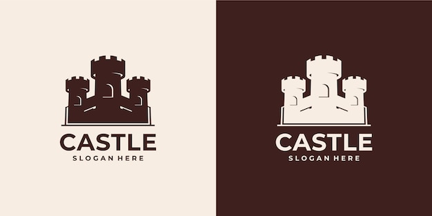 Vettore ispirazione per il design del logo del castello