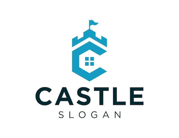 Castle ロゴ デザインは、白い背景の Corel Draw 2018 アプリケーションを使用して作成されました