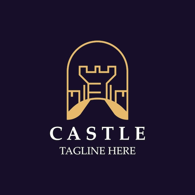 Disegno del modello grafico del logo del castello antico vettore vintage del castello