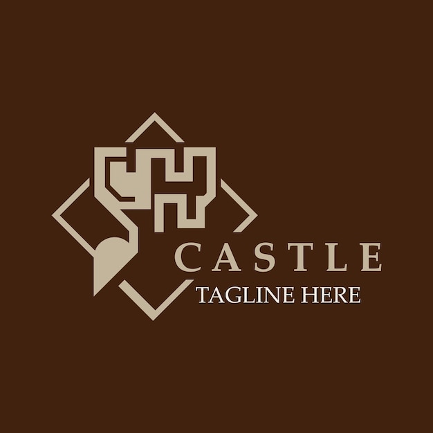 Графический дизайн логотипа замка Древний замок винтажный вектор