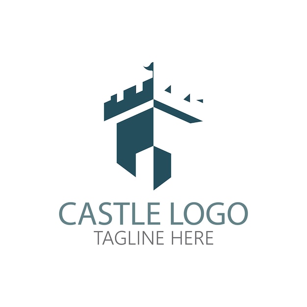 Modello di progettazione dell'illustrazione di vettore del simbolo del logo del castello