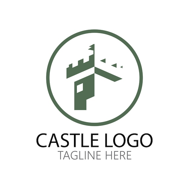 Modello di progettazione dell'illustrazione di vettore del simbolo del logo del castello