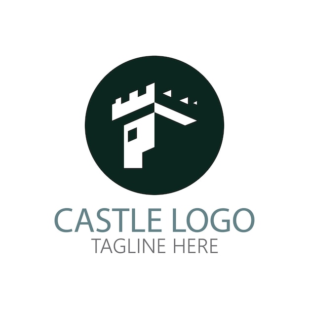 Vettore modello di progettazione dell'illustrazione di vettore del simbolo del logo del castello