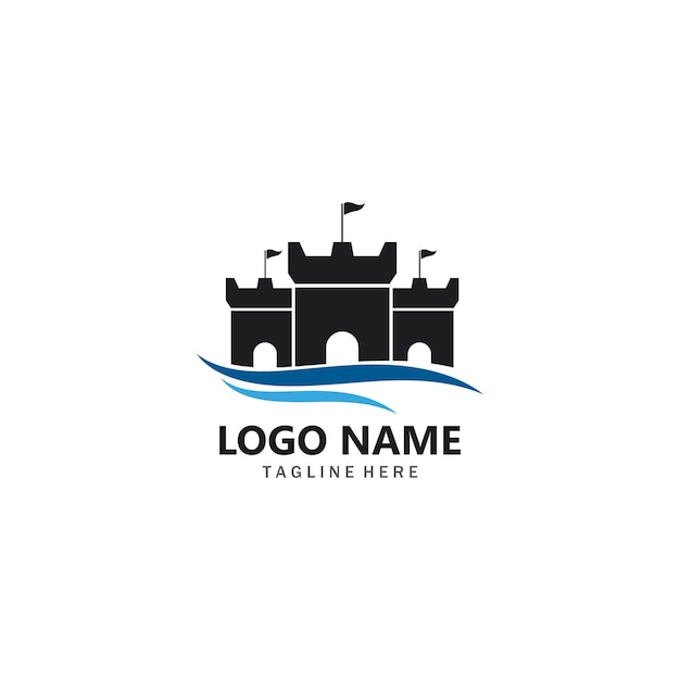 Castle logo vector icon illustration