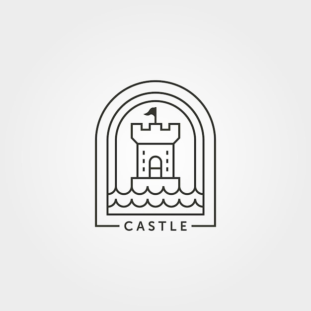 Castle logo vector line art minimal illustration design castle with river creative logo design